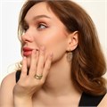 Комплект ювелирной бижутерии Итальянское золото (покрытие желтое 14к) серьги и кольцо 19 р, вставка: фианиты, цвет: прозрачный, арт.217.229-19 217.229-19