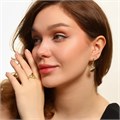 Комплект ювелирной бижутерии Итальянское золото (покрытие желтое 14к), серьги и кольцо 17 р, вставка: фианиты, цвет: прозрачный, арт.217.209-17 217.209-17