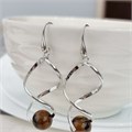 Серьги длинные с натуральным камнем тигровый глаз, арт.218.255 218.255