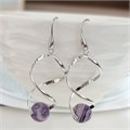 Серьги длинные с натуральным камнем аметист, арт.218.251 218.251