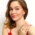 Комплект ювелирной бижутерии Итальянское золото (покрытие желтое 14к) серьги и кольцо 18 р, вставка: фианиты, цвет: прозрачный, арт.213.405-18 213.405-18