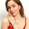 Комплект ювелирной бижутерии серьги, кулон, браслет и кольцо 17 р, покрытие: посеребрение, вставка: фианиты, цвет: прозрачный, арт.213.393-17 213.393-17