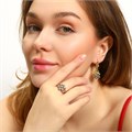Комплект ювелирной бижутерии Итальянское золото (покрытие желтое 14к), серьги и кольцо 18 р, вставка: фианиты, цвет: прозрачный, арт.213.378-18 213.378-18