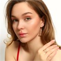 Крупный комплект ювелирной бижутерии коллекция "Дубай" серьги и кольцо 19 р, покрытие: позолота, вставка: фианиты, цвет: прозрачный, арт.213.377-19 213.377-19