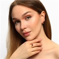 Комплект ювелирной бижутерии Дубайское золото, покрытие позолота, серьги и кольцо 18 р, вставка: фианиты, цвет: фиолетовый, арт.213.329-18 213.329-18