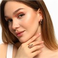 Комплект ювелирной бижутерии Дубайское золото, серьги и кольцо 18 р, покрытие позолота, вставка: фианиты, цвет: прозрачный, арт.213.325-18 213.325-18