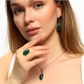 Крупный комплект ювелирной бижутерии серьги, кулон и кольцо 20 р, покрытие: посеребрение, вставка: искусственый камень, цвет: зеленый, арт.213.316-20 213.316-20
