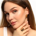 Крупный комплект ювелирной бижутерии серьги и кольцо 17 р, покрытие: посеребрение, вставка: фианиты и искусственый камень, цвет: графитовый и желтый, арт.213.307-17 213.307-17