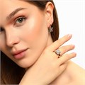 Комплект ювелирной бижутерии коллекция "Дубай" серьги и кольцо 17 р, двойное покрытие позолота и вставка из посеребрения, вставка: фианиты, цвет: прозрачный, арт.213.305-17 213.305-17