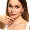 Комплект ювелирной бижутерии Дубайское золото, серьги, кулон и кольцо 19 р, покрытие позолота, вставка: фианиты, цвет: прозрачный, арт.213.302-19 213.302-19