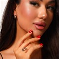 Комплект ювелирной бижутерии коллекция "Дубай" серьги и кольцо 20 р, двойное покрытие позолота и вставка из посеребрения, вставка: фианиты, цвет: черный, арт.314.046-20 314.046-20