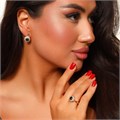 Комплект ювелирной бижутерии Дубайское золото, покрытие позолота, серьги и кольцо 17 р, вставка: фианиты, цвет: зеленый и прозрачный, арт.314.032-17 314.032-17