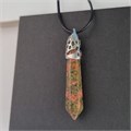 Кулон со шнурком из натурального камня горный Унакит, 1048, арт.218.226 218.226