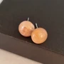Серьги бижутерия гвоздики круглые натуральный камень Гелиолит, 1030, арт.218.111 218.111