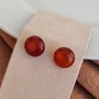 Серьги бижутерия гвоздики круглые натуральный камень Сердолик, 1030, арт.218.113 218.113