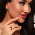 Комплект Каталог >> Бижутерия >> Ювелирная бижутерия коллекция  "Дубай" серьги и кольцо 19 р, покрытие: позолота 18К, вставка: фианиты, цвет: черный, арт.215.137-19 215.137-19