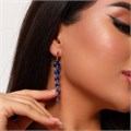 Серьги длинные подвески Каталог >> Бижутерия >> Ювелирная бижутерия коллекция  "Дубай", покрытие: позолота 18К, вставка: фианиты, цвет: синий, арт.215.131 215.131