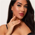 Комплект ювелирной бижутерии Дубайское золото: серьги, кулон и кольцо 18 р, с покрытием позолотой, вставка: фианит, цвет: голубой, арт.214.919-18 214.919-18