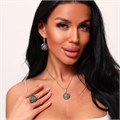 Крупный комплект ювелирной бижутерии серьги, кулон и кольцо 19 р, покрытие: посеребрение, вставка: фианиты и искусственный камень, арт.213.216-19 213.216-19