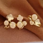 Комплект ювелирной бижутерии Итальянское золото (покрытие желтое 14к), серьги и кольцо 17 р, арт.213.163-17 213.163-17