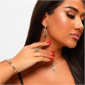 Комплект ювелирной бижутерии: браслет жесткий на руку, серьги, кольцо, кулон на шею, цвет: золотистый, 20 р, 214.109-20 216.109-20