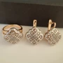 Комплект ювелирной бижутерии Дубайское золото , серьги и кольцо 20р, двойное покрытие позолота и посеребрение, вставка:фианиты, цвет: прозрачный, арт. 213.034-20 213.034-20