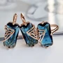Комплект ювелирной бижутерии коллекция "Дубай" серьги и кольцо 20 р, покрытие позолота, вставка: фианиты, цвет: синий, арт. 214.693-20 214.693-20