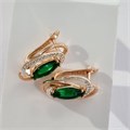 Серьги висячие с зелеными камнями, покрытие позолота 585 пробы, арт.212.052 212.052