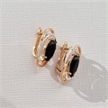Серьги висячие с черными камнями, покрытие позолота 585 пробы, арт.212.053 212.053