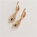 Серьги висячие с черными камнями, покрытие позолота 585 пробы, арт.212.054 212.054