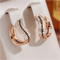 Серьги с цирконами, покрытие позолота 585 пробы,H0140, арт.212.030 212.030
