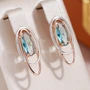 Серьги с голубым камнем, покрытие позолота 585 пробы,H1449, арт.212.034 212.034