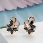 Серьги с черными камнями, покрытие позолота 585 пробы,H0469, арт.212.024 212.024