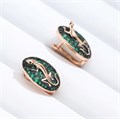 Серьги ящерицы овальные, покрытие позолота 585 пробы,H1847, арт.212.019 212.019