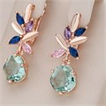Серьги висячие с камнями, покрытие позолота 585 пробы,H1745, арт.212.008 212.008
