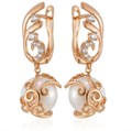 Серьги висячие с жемчугом, покрытие позолота 585 пробы,H1173, арт.212.004 212.004