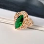 Кольцо коллекция "Дубай", покрытие: позолота, вставка: камень, цвет: зеленый, р-р 18.5, 032, арт.214.519-18.5 214.519-18.5