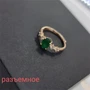 Кольцо безразмерное раздвижное коллекция "Xuping" покрытие позолота , вставка: камень зеленый матовый, 54, арт.01.1679 01.1679