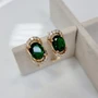 Серьги коллекция "Xuping" покрытие позолота, вставка: камень зеленый, 103/6,8, арт.01.1608 01.1608