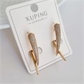 Серьги галочки коллекция "Xuping" покрытие позолота, вставка: фианиты, цвет: прозрачный, S00102300, арт.001.847 001.847