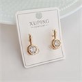 Серьги коллекция "Xuping" покрытие позолота, вставка: фианиты, цвет: прозрачный, Х000795038, арт.001.849 001.849
