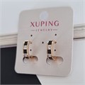 Серьги дорожки коллекция "Xuping" , покрытие: позолота, вставка: фианиты, цвет: черный и прозрачный переливающийся, Е №23, арт.001.655 001.655