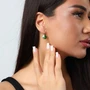 Крупные серьги бижутерия с камнем, покрытие: посеребрение, цвет: зеленый, арт.001.607 001.607