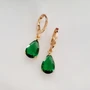 Серьги ювелирная бижутерия коллекция "Дубай" позолота, вставка фианиты, цвет: зеленый,07520, арт.001.535 001.535