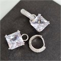 Серьги Каталог >> Бижутерия >> Ювелирная бижутерия коллекция "Дубай" посеребрение, с прозрачным квадратным камнем,20409, арт.215.100 215.100