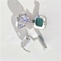 Серьги двухсторонние коллекция "Дубай" покрытие посеребрение, цвет камня:зеленый, прозрачный,24149, арт.947.553 947.553