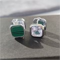 Серьги двухсторонние коллекция "Дубай" покрытие посеребрение, цвет камня:зеленый, прозрачный,24149, арт.947.553 947.553