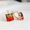 Серьги коллекция "Дубай" с крупным камнем покрытие позолота, цвет камня: красный и зеленый,11230,арт.214.307 214.307
