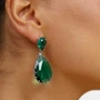 Серьги крупные под серебро, с зеленым камнем"Miss Elisa" , арт.806.104 806.104