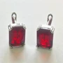 Серьги, покрытие родий, красный камень, арт.032.115 032.115-019511красный